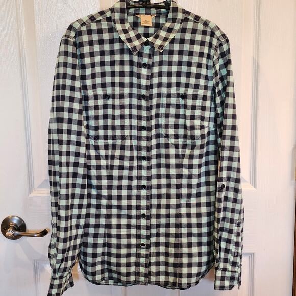 Duluth Trading Women's Gingham Check Long Sleeve Shirt Tabbed Sleeves M Cotton - Picture 6 of 8